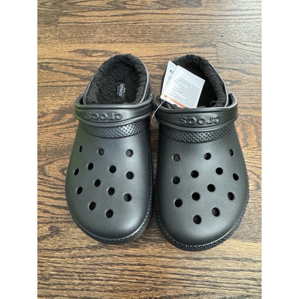 UNISEX CLOGS CROCS CLASSIC LINED‎ CLOG BLACK MENS SIZE 7 WOMEN SIZE 9